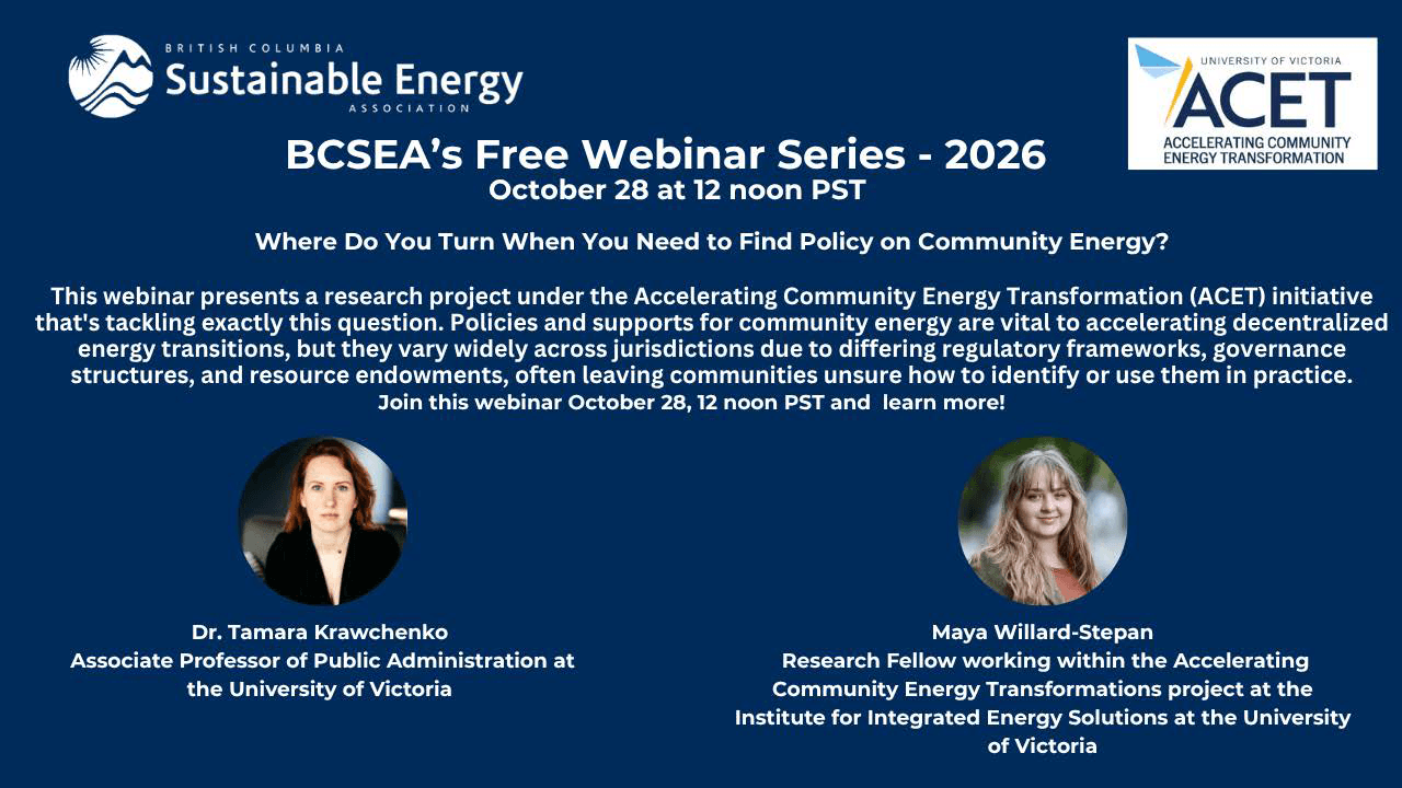 BCSEA Webinar - Where Do You Turn When You Need to Find Policy on Community Energy?