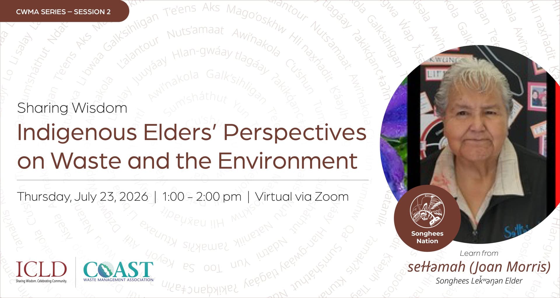 Sharing Wisdom: Indigenous Elders Perspectives on Waste and the Environment | Session 2 with Joan Morris